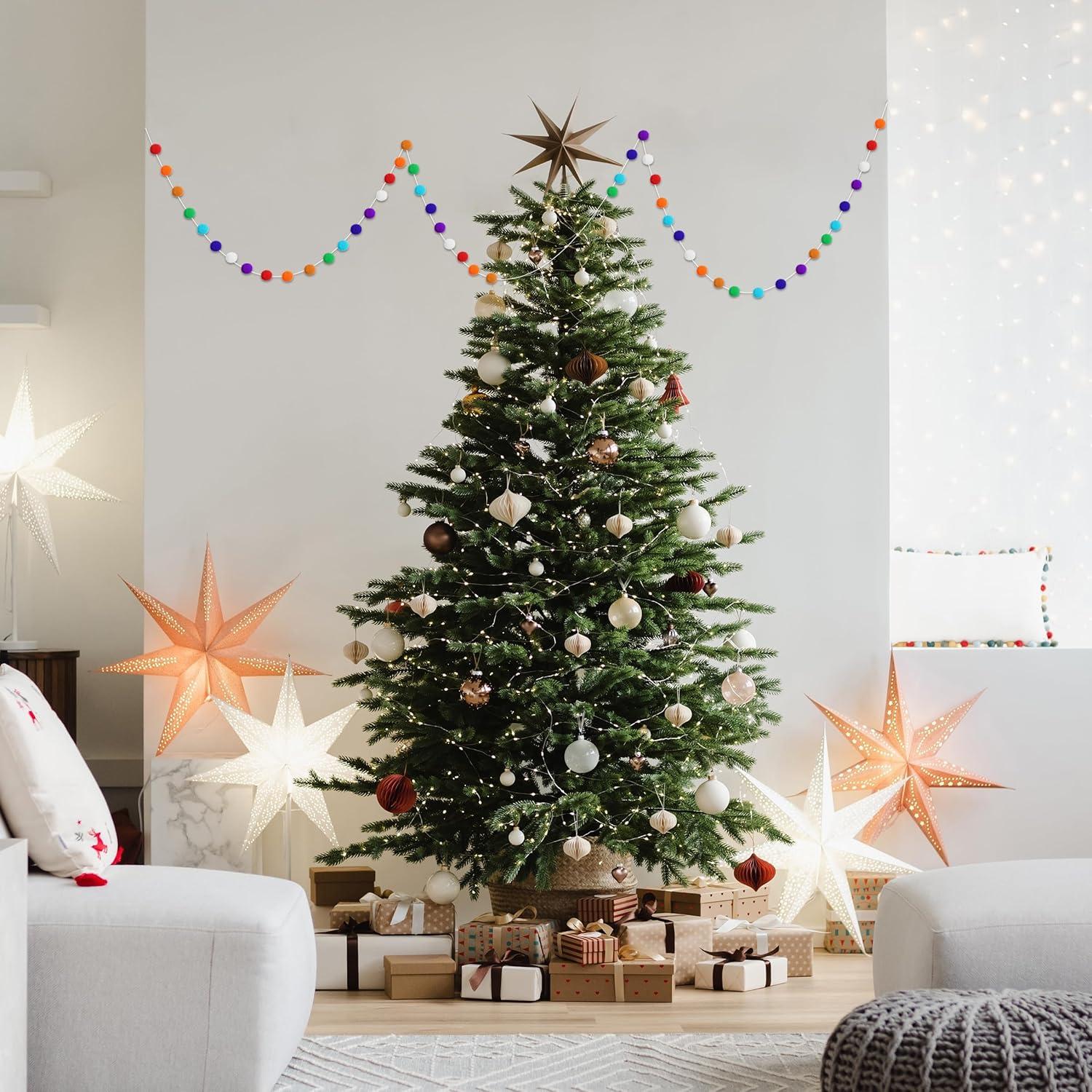 imageMr Pen Christmas Pom Pom Garland 3 Pack 196Ft Colorful Pom Pom Garland Christmas Ball Garland Christmas Garlands for Decoration Christmas Felt Garland Felt Christmas Garland for Tree