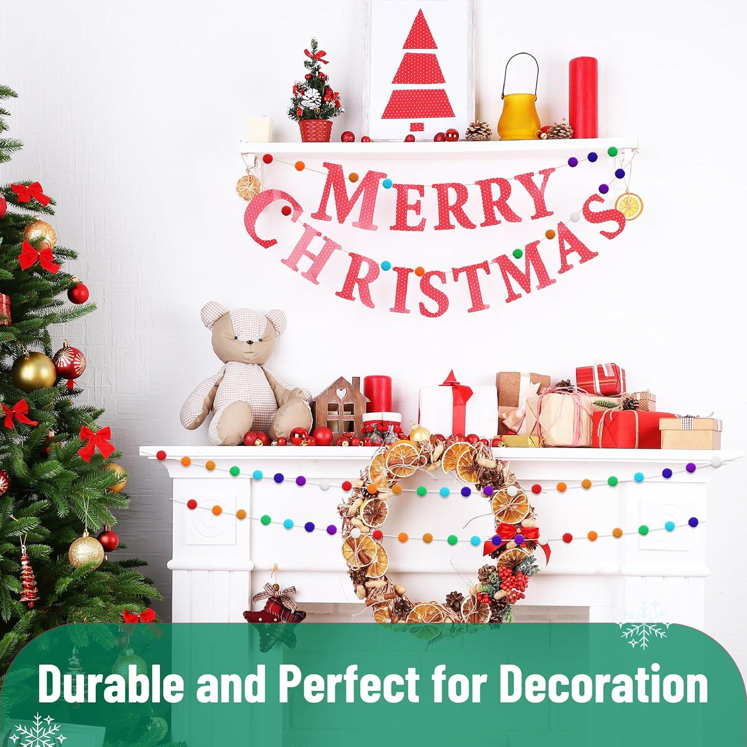 imageMr Pen Christmas Pom Pom Garland 3 Pack 196Ft Colorful Pom Pom Garland Christmas Ball Garland Christmas Garlands for Decoration Christmas Felt Garland Felt Christmas Garland for Tree
