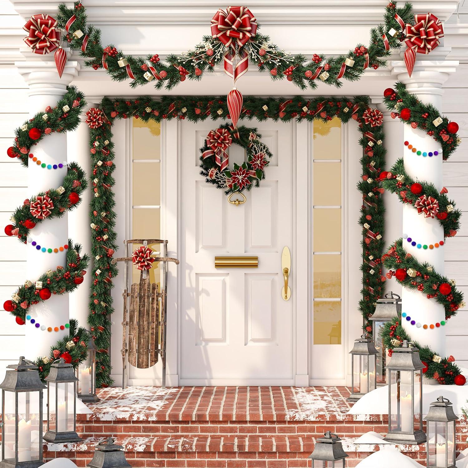imageMr Pen Christmas Pom Pom Garland 3 Pack 196Ft Colorful Pom Pom Garland Christmas Ball Garland Christmas Garlands for Decoration Christmas Felt Garland Felt Christmas Garland for Tree
