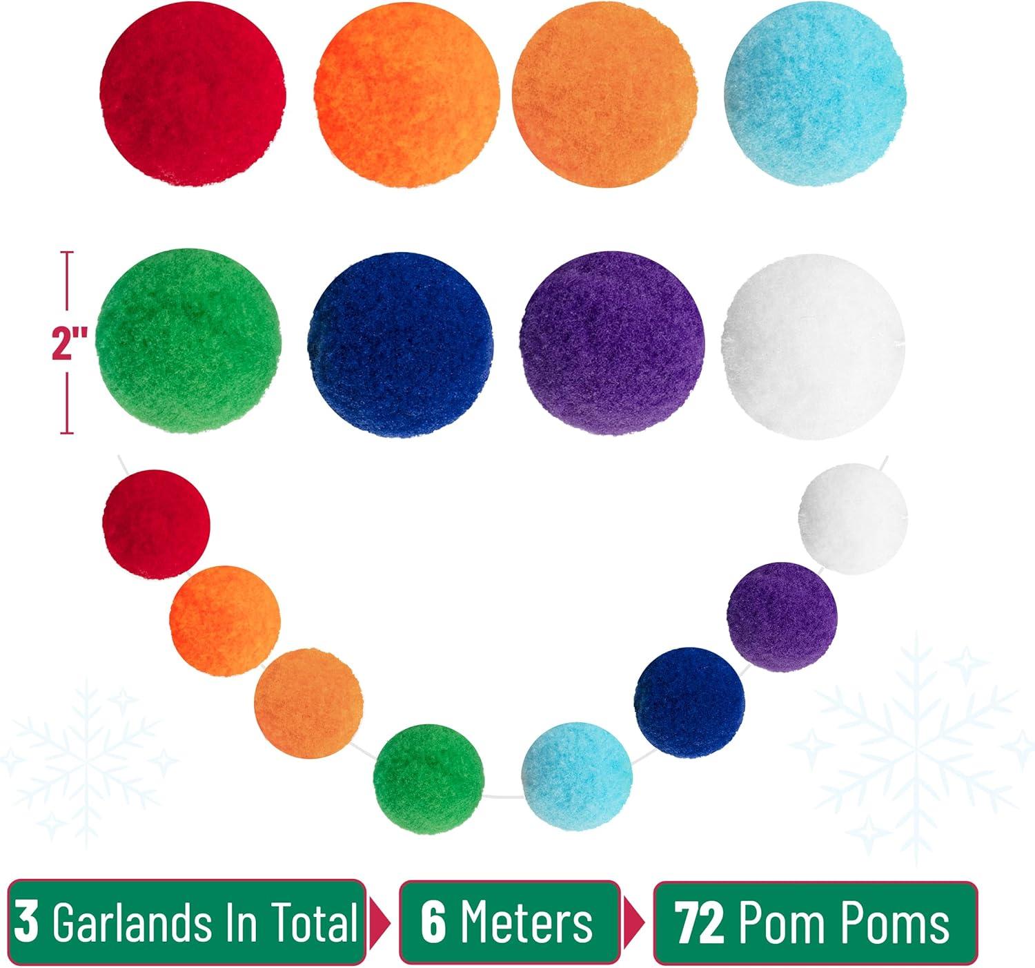 imageMr Pen Christmas Pom Pom Garland 3 Pack 196Ft Colorful Pom Pom Garland Christmas Ball Garland Christmas Garlands for Decoration Christmas Felt Garland Felt Christmas Garland for Tree