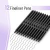 imageMr Pen Fineliner Pens Black 12 Pack Ergonomic Triangular Barrels 04mm Black Fine Liner Pens