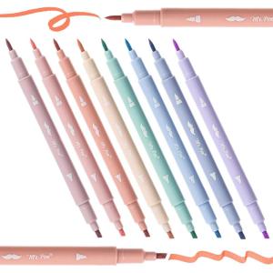 imageMr Pen  Dual Tip Aesthetic Highlighters 8 pcs Chisel ampamp Brush Tips Pastel Colors Cute Assorted Bible Highlighters ampamp Pens No Bleed for Bible Pages