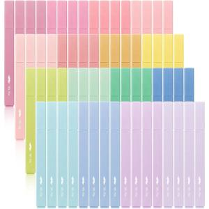 imageMr Pen Aesthetic Highlighters 64 Pack Chisel Tip Pastel Colors Cute Highlighters Assorted Colors Cute Highlighters for School Highlighters Highlighter Set Pastel Highlighters