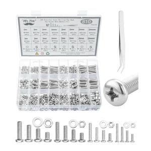 imageMr Pen Nuts and Bolts Assortment Kit 810 pcs Stainless Steel M3 M4 M5 M6 Phillips Pan Head Assorted Nuts and Bolts Nut and Bolt Assortment