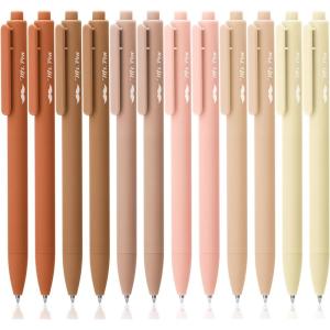 imageMr Pen Retractable Gel Pens 12 Pack Black Ink Natural Colors Barrels Gel Pens Gel Pens Fine Point 05mm Retractable Pens Cute Pens Gel Ink Pens Aesthetic Pens for Journaling Fine Tip Pens