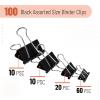 imageMr Pen Binder Clips 100 pc Assorted Sizes Black Metal Clips for Paper