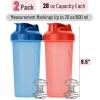 imageMr Pen Shaker Bottles for Protein Mixes 28 oz 2 Pack Clear Protein Shaker Bottle with Wire Whisk Ball Blender BottleBlue  Red