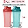 imageMr Pen Shaker Bottles for Protein Mixes 28 oz 2 Pack Clear Protein Shaker Bottle with Wire Whisk Ball Blender BottleLight Blue  Red