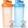 imageMr Pen Shaker Bottles for Protein Mixes 28 oz 2 Pack Clear Protein Shaker Bottle with Wire Whisk Ball Blender BottleLight Pink  Blue