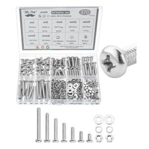 imageMr Pen Nuts and Bolts Assortment Kit 370 pcs Stainless Steel M4 Screws 7 Sizes 630mmButton Head Socket Cap Screws Assorted Nuts and Bolts Nut Bolt and Washer Assortment Bolt and Nut Assortment