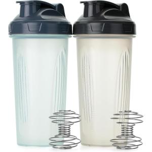 imageMr Pen Shaker Bottles for Protein Mixes 28 oz 2 Pack Clear Protein Shaker Bottle with Wire Whisk Ball Blender BottleClear