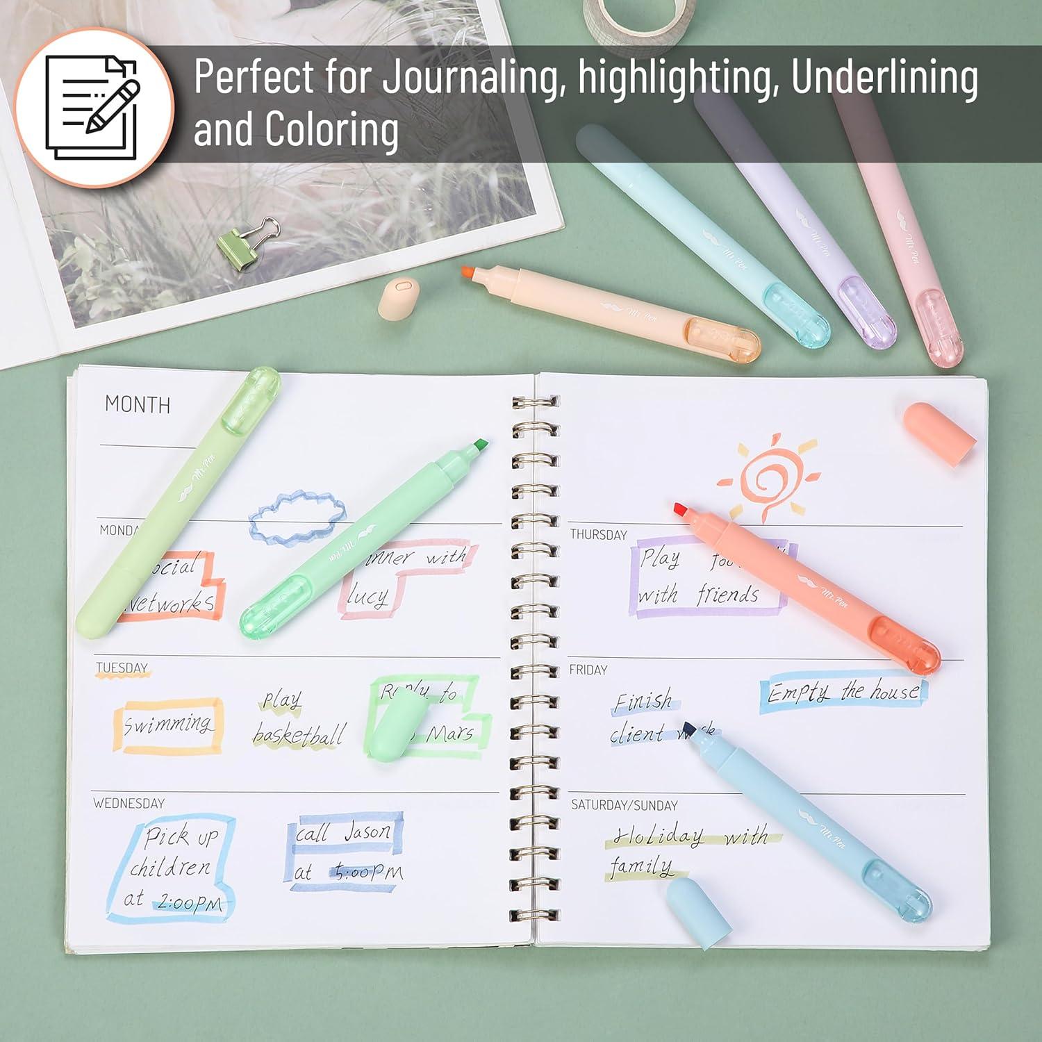 imageMr Pen Aesthetic Highlighters  8 Pack Chisel Tip Pastel ampamp Assorted Colors Cute Highlighters for School