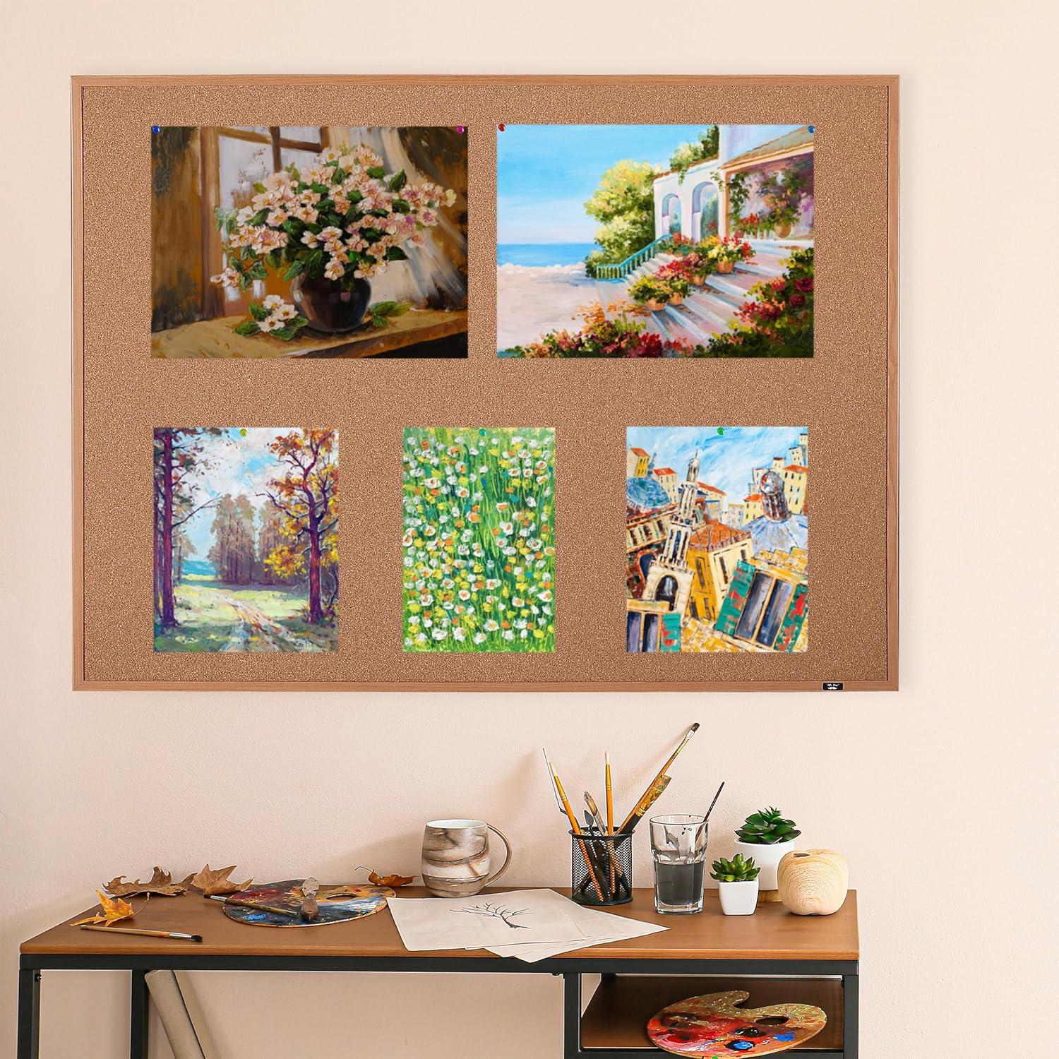 imageMr Pen Cork Board 24x48 Wood Frame Cork Bulletin Board Push Pin Board Cork Boards for Walls Corkboards for Wall Cork Board for OfficeWood Framed