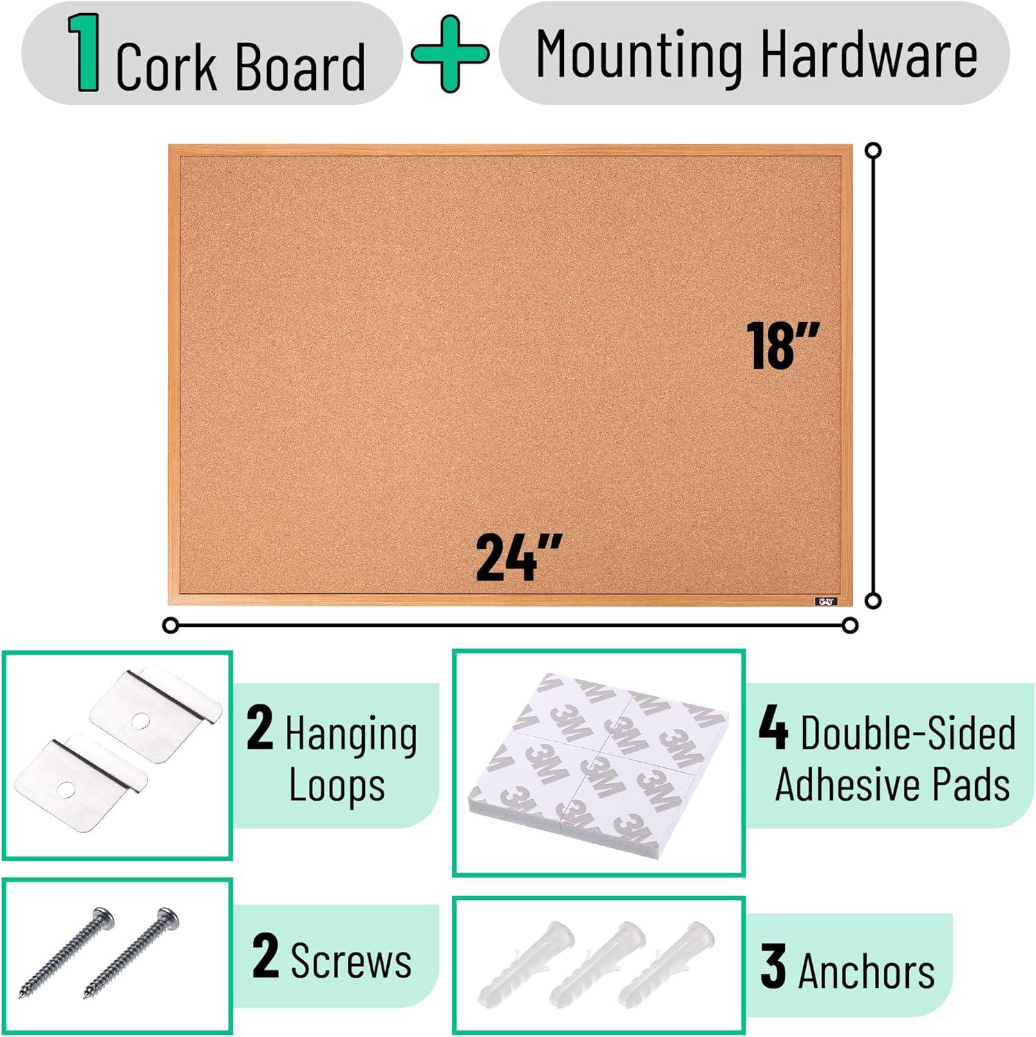imageMr Pen Cork Board 24x48 Wood Frame Cork Bulletin Board Push Pin Board Cork Boards for Walls Corkboards for Wall Cork Board for OfficeWood Framed