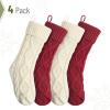 imageMr Pen Christmas Stockings 4 Pack 18quot Cable Knit StockingsRed  Cream