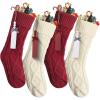 imageMr Pen Personalized Christmas Stockings with Wooden Name Tags Set of 4 18quot Red ampamp Cream Cable Knit Stockings for Christmas Cable Knit Christmas Stocking for Christmas
