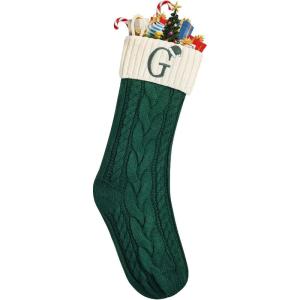 imageMr Pen Christmas Stockings with Initials 18quot Letter G Cream and Red Cable Knit Stockings for Christmas Cable Knit Christmas Stocking for Christmas Large Knit Stockings ChristmasGreen and Cream With G