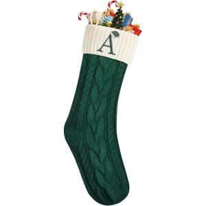 imageMr Pen Christmas Stockings with Initials 18quot Letter H Green and Cream Cable Knit Stockings for Christmas Cable Knit Christmas Stocking for Christmas Large Knit Stockings ChristmasGreen and Cream With a