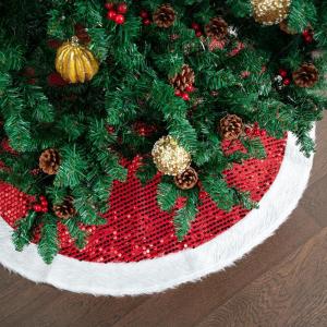 imageMr Pen Christmas Tree Skirt  48 Inch Red Knitted Christmas Skirt for Xmas TreesRed Sequin