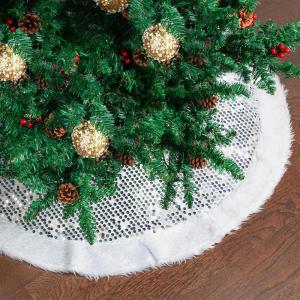 imageMr Pen Christmas Tree Skirt  48 Inch Red Knitted Christmas Skirt for Xmas TreesSilver