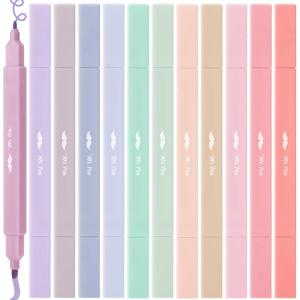 imageMr Pen Dual Tip Aesthetic Highlighters 12 Pack Chisel ampamp Fine Tips Joyful Earth Cute Highlighters Assorted Colors