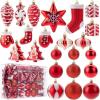 imageMr Pen Assorted Ball Ornaments Set 77 pcs Red Shatterproof Christmas Ornaments for TreeRed