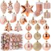 imageMr Pen Assorted Ball Ornaments Set 77 pcs Red Shatterproof Christmas Ornaments for TreeRose Gold