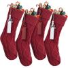 imageMr Pen Personalized Christmas Stockings with Wooden Name Tags Set of 4 18quot Red Cable Knit Stockings for Christmas Cable Knit Christmas Stocking for Christmas Large Knit Stockings Christmas