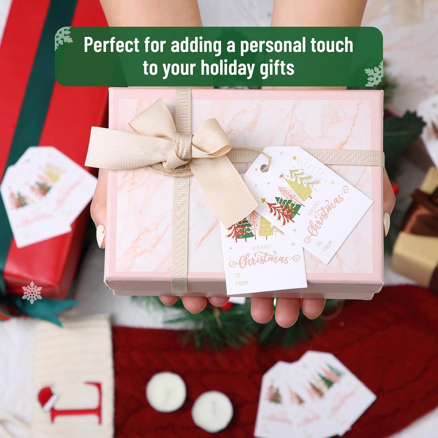 imageMr Pen Christmas Gift Tags 100 pcs with Hemp Rope 2 Designs Watercolor Plants Paper Tags Holiday Gift Tags with String Christmas Tags for Gifts Gift Bag Tags for Gift Bags