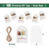 imageMr Pen Christmas Gift Tags 100 pcs with Hemp Rope 2 Designs Watercolor Plants Paper Tags Holiday Gift Tags with String Christmas Tags for Gifts Gift Bag Tags for Gift Bags