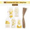 imageMr Pen Christmas Gift Tags 100 pcs with Hemp Rope 5 Designs Gold Foil Paper Holiday Gift Tags with String Christmas Tags for Gifts Gift Bag Tags for Gift Bags Gift Tag