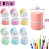 imageMr Pen Handheld Pencil Sharpener for Colored Pencils 6 Pack 3 Holes with Different Sizes Large Waste Box Pastel Garden Barrels Colored Pencil Sharpeners Manual
