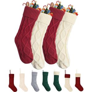 imageMr Pen Christmas Stockings 4 Pack 18quot Cream Stockings Christmas Stockings for Christmas Stocking Christmas Cream Knit Stockings Christmas Stocking Cream Christmas StockingsRed  Cream