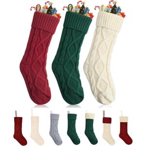 imageMr Pen Christmas Stockings 4 Pack 18quot Cream Stockings Christmas Stockings for Christmas Stocking Christmas Cream Knit Stockings Christmas Stocking Cream Christmas StockingsGreen  Red  Cream