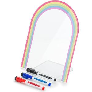imageMr Pen Clear Acrylic Board with Stand 118quot x 89quot 3 Markers Rainbow Theme Acrylic Board for Desk Clear Acrylic Dry Erase Board with Stand Clear Dry Erase Board for Desk