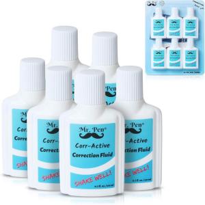 imageMr Pen Correction Fluid Pack of 6 Correction liquid White Liquid Eraser White Correction Fluid Foam White Fluid Office Supplies Wide Out Fluid White Correction Tape Pen Fluid