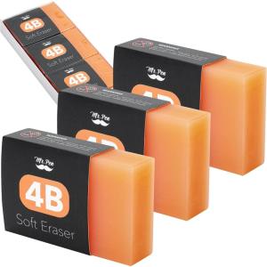 imageMr Pen Extra Large Soft Eraser 3 Pack 3x2 Ideal for Pencils and School Use