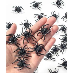 imageMr Pen Halloween Plastic Spiders  Black 30 pcs Small Fake Spiders for Decorations