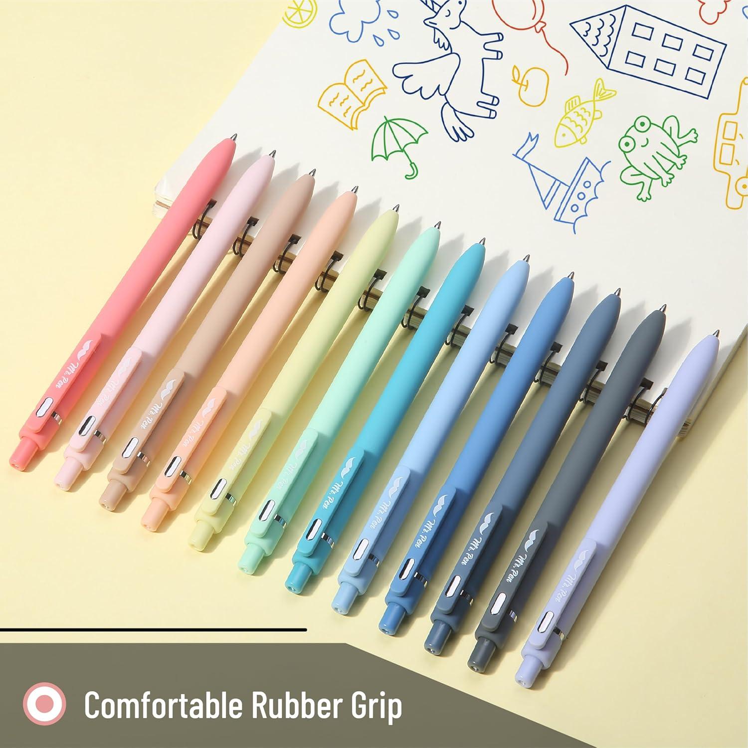 imageMr Pen Retractable Cute Gel Pens for Journaling 12 Pack Assorted Color 07 mm Pastel Barrels Smooth Writing Aesthetic Pens for Women