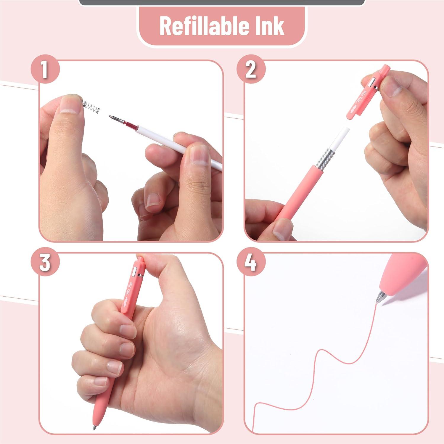 imageMr Pen Retractable Cute Gel Pens for Journaling 12 Pack Assorted Color 07 mm Pastel Barrels Smooth Writing Aesthetic Pens for Women