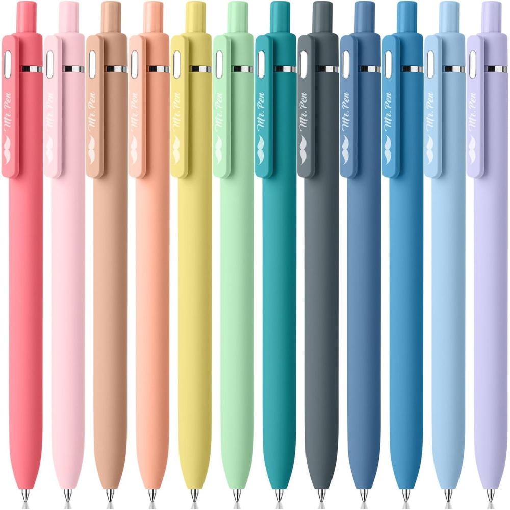 imageMr Pen Retractable Cute Gel Pens for Journaling 12 Pack Assorted Color 07 mm Pastel Barrels Smooth Writing Aesthetic Pens for Women