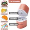 imageMr Pen Handheld Pencil Sharpener for Colored Pencils 6 Pack 3 Holes with Different Sizes Large Waste Box Soft Pastel Barrels Colored Pencil Sharpeners ManualBoho Theme
