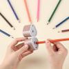 imageMr Pen Handheld Pencil Sharpener for Colored Pencils 6 Pack 3 Holes with Different Sizes Large Waste Box Soft Pastel Barrels Colored Pencil Sharpeners ManualYellow  Purple  Pink