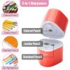 imageMr Pen Handheld Pencil Sharpener for Colored Pencils 6 Pack 3 Holes with Different Sizes Large Waste Box Soft Pastel Barrels Colored Pencil Sharpeners ManualYellow  Purple  Pink