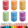 imageMr Pen Handheld Pencil Sharpener for Colored Pencils 6 Pack 3 Holes with Different Sizes Large Waste Box Soft Pastel Barrels Colored Pencil Sharpeners ManualRetro Colors