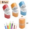 imageMr Pen Handheld Pencil Sharpener for Colored Pencils 6 Pack 3 Holes with Different Sizes Large Waste Box Soft Pastel Barrels Colored Pencil Sharpeners ManualRetro Colors