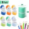 imageMr Pen Handheld Pencil Sharpener for Colored Pencils 6 Pack 3 Holes with Different Sizes Large Waste Box Soft Pastel Barrels Colored Pencil Sharpeners ManualSpring Colors