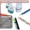 imageMr Pen Handheld Pencil Sharpener for Colored Pencils 6 Pack 3 Holes with Different Sizes Large Waste Box Soft Pastel Barrels Colored Pencil Sharpeners ManualWhite  Green  Pink