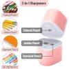 imageMr Pen Handheld Pencil Sharpener for Colored Pencils 6 Pack 3 Holes with Different Sizes Large Waste Box Soft Pastel Barrels Colored Pencil Sharpeners ManualPink  Purple  Blue