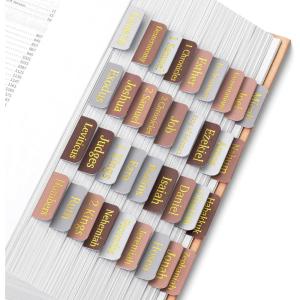 imageMr Pen Bible Tabs 75 pcs Warm Mocha Gold Foil Embossed Lettering Laminated Bible Tabs for Women and Men